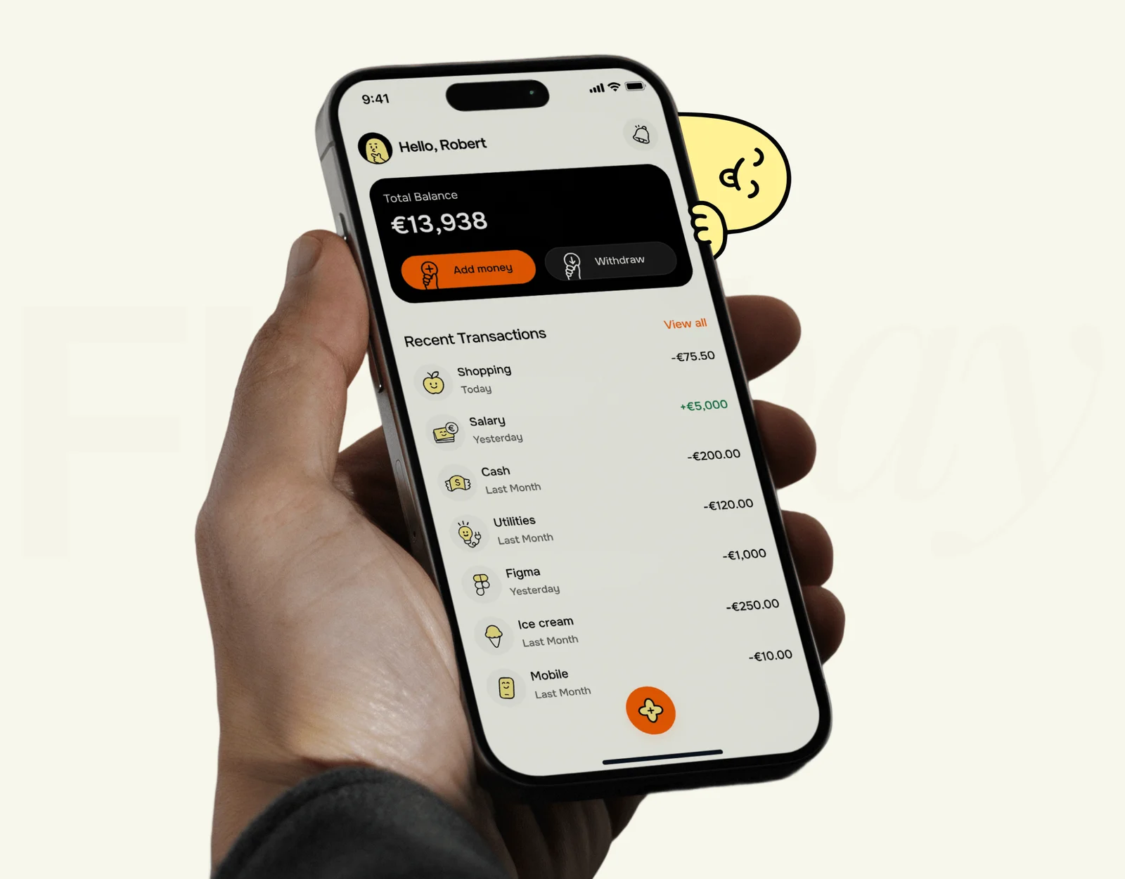 FlexPay: A digital wallet app, designed end to end: balances in several currencies, transactions and quick actions.